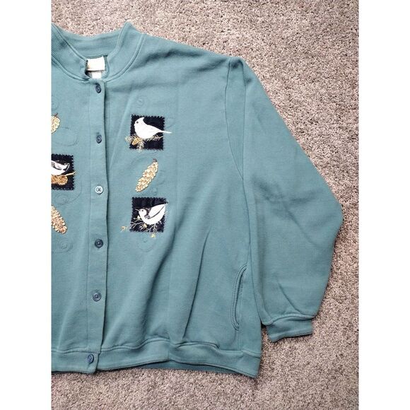 VTG Wild Birds Sweatshirt Women XL No Size Tag Artisans Chickadee Nuthatch Jay - Picture 3 of 13